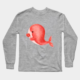 Cotton Candy Baby Whale Illustration Long Sleeve T-Shirt